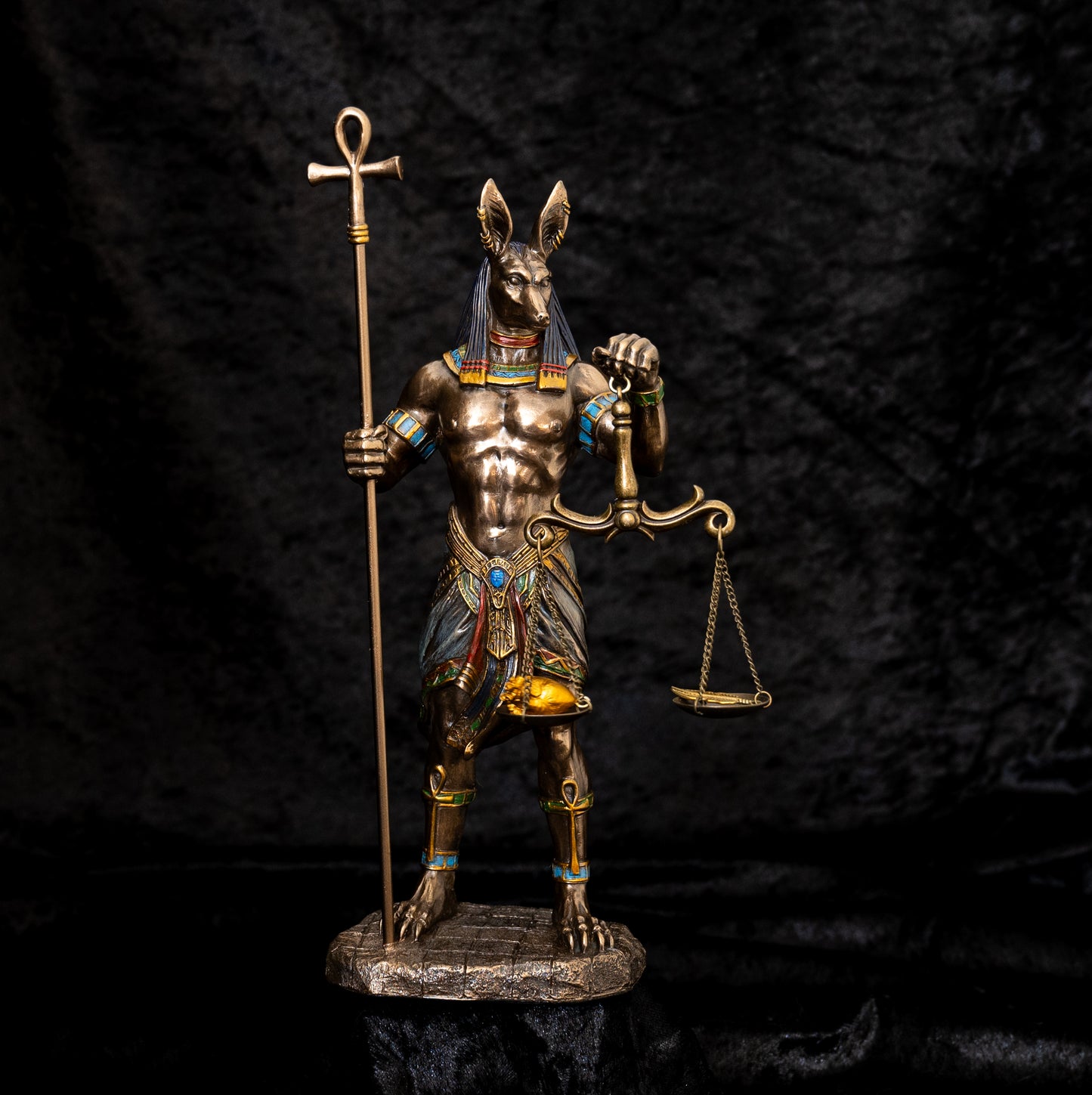 Anubis Statue with Ankh and Scale